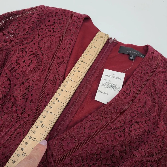 Adelyn Rae Deep Vneck Peplum Lace Long Sleeve Dress - Picture 14 of 14